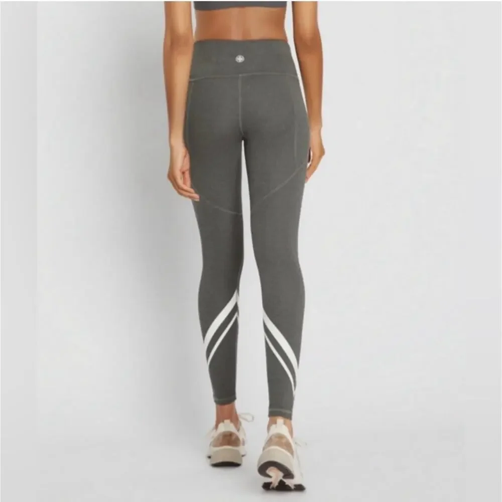 Tory Burch Sport Leggings Womens Medium Compression Melange Side Pocket Chevron